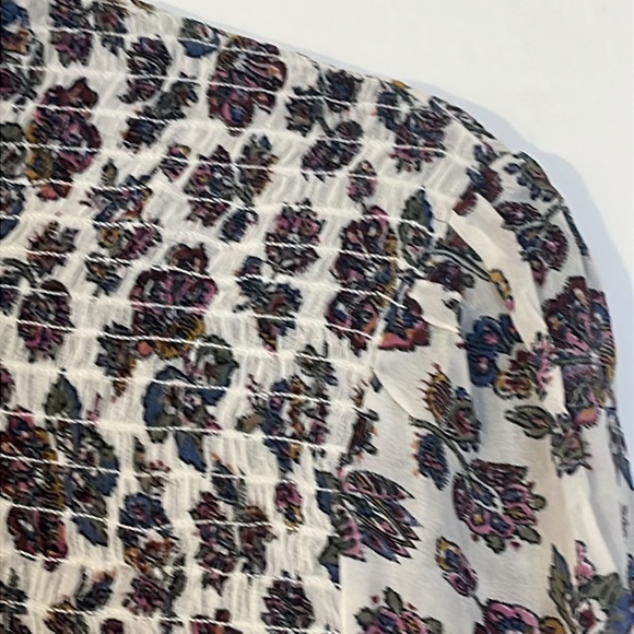 Veronica Beard | Kali smocked floral blouse top Women’s size 12 ruffle stretch - Picture 3 of 10